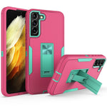 Hårdt PC + blødt TPU-hybridcover til Samsung Galaxy S22+ 5G med indbygget stativ, bilholder og metalplade