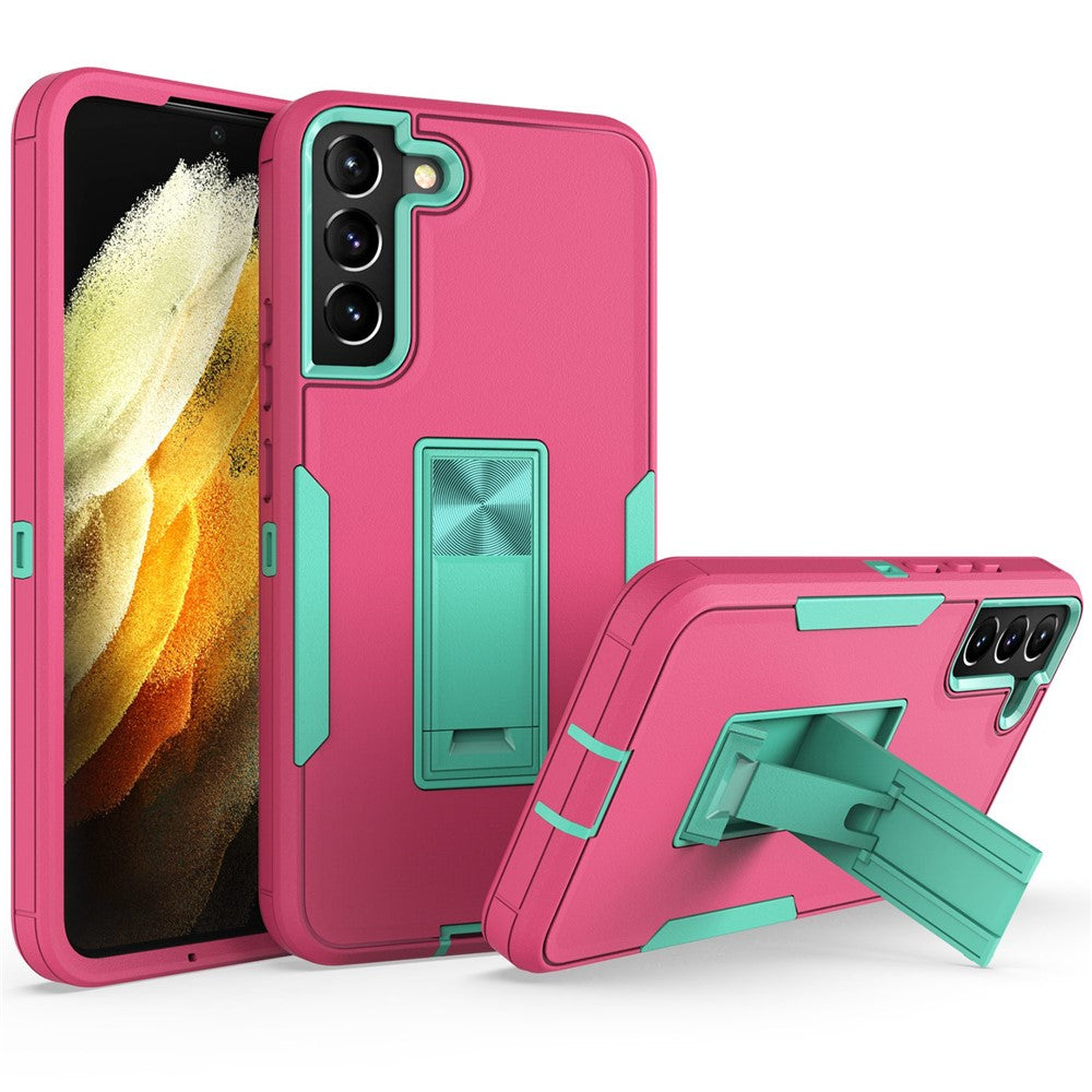 Hårdt PC + blødt TPU-hybridcover til Samsung Galaxy S22+ 5G med indbygget stativ, bilholder og metalplade