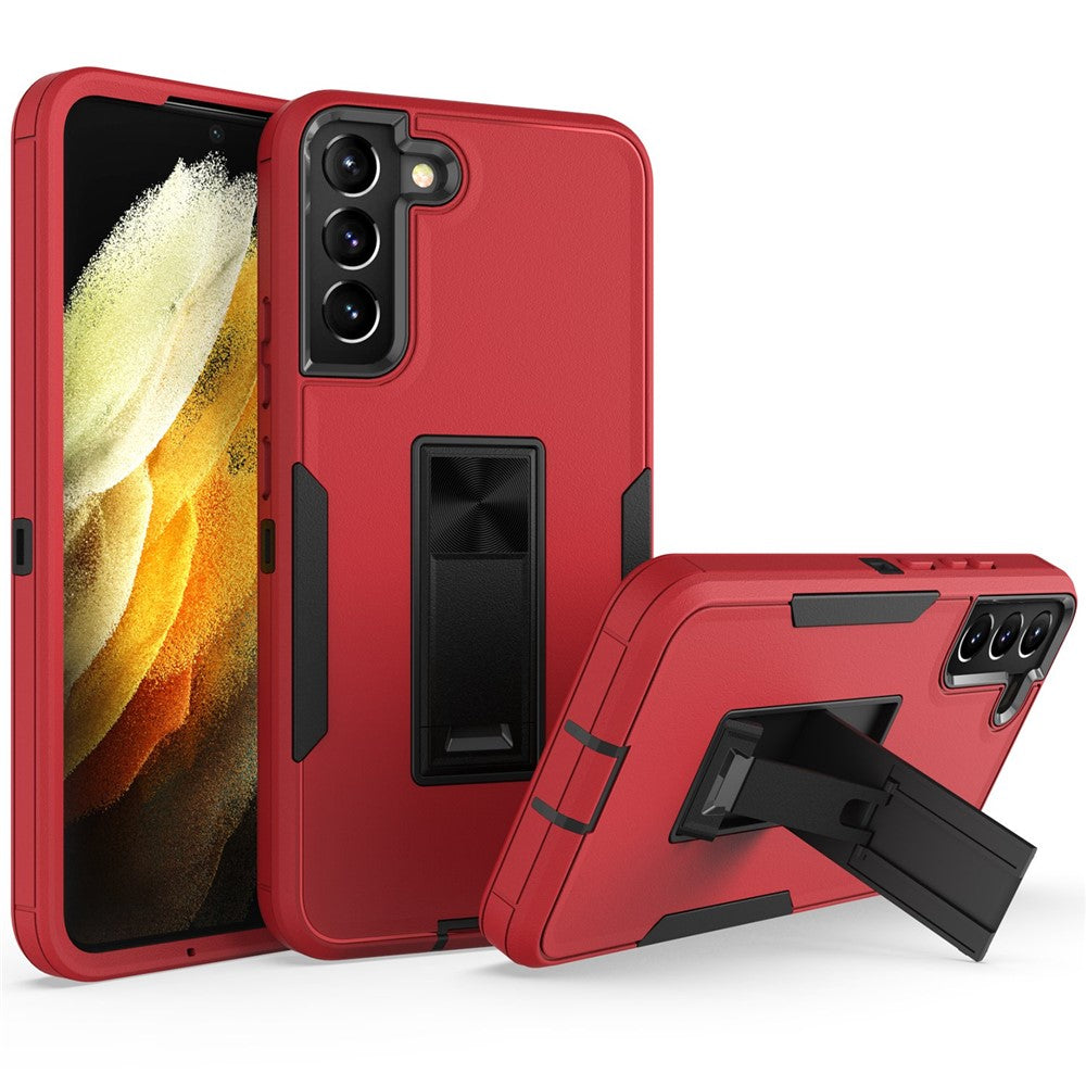 Hårdt PC + blødt TPU-hybridcover til Samsung Galaxy S22+ 5G med indbygget stativ, bilholder og metalplade