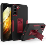 Hårdt PC + blødt TPU-hybridcover til Samsung Galaxy S22+ 5G med indbygget stativ, bilholder og metalplade