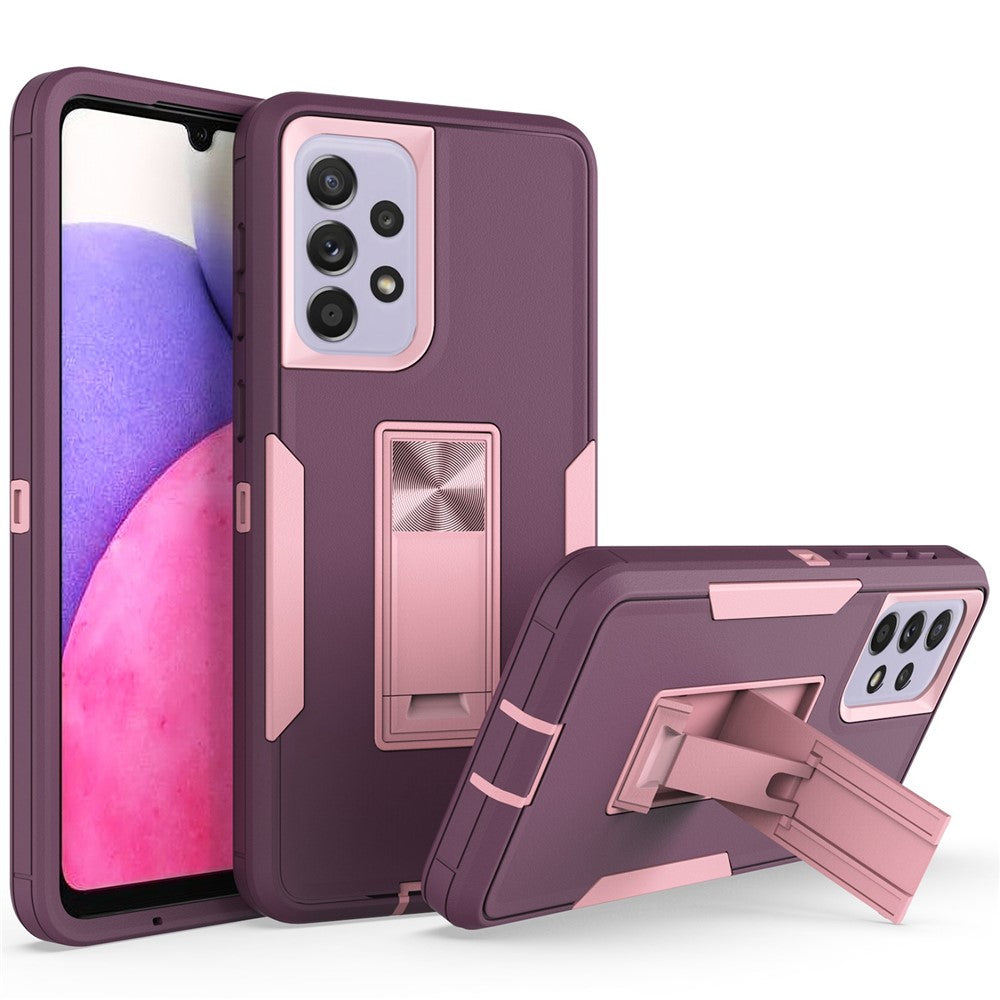 Samsung Galaxy A33 5G stødsikkert PC + TPU-hybridmobilcover med indbygget stativ, bilholder og metalplade