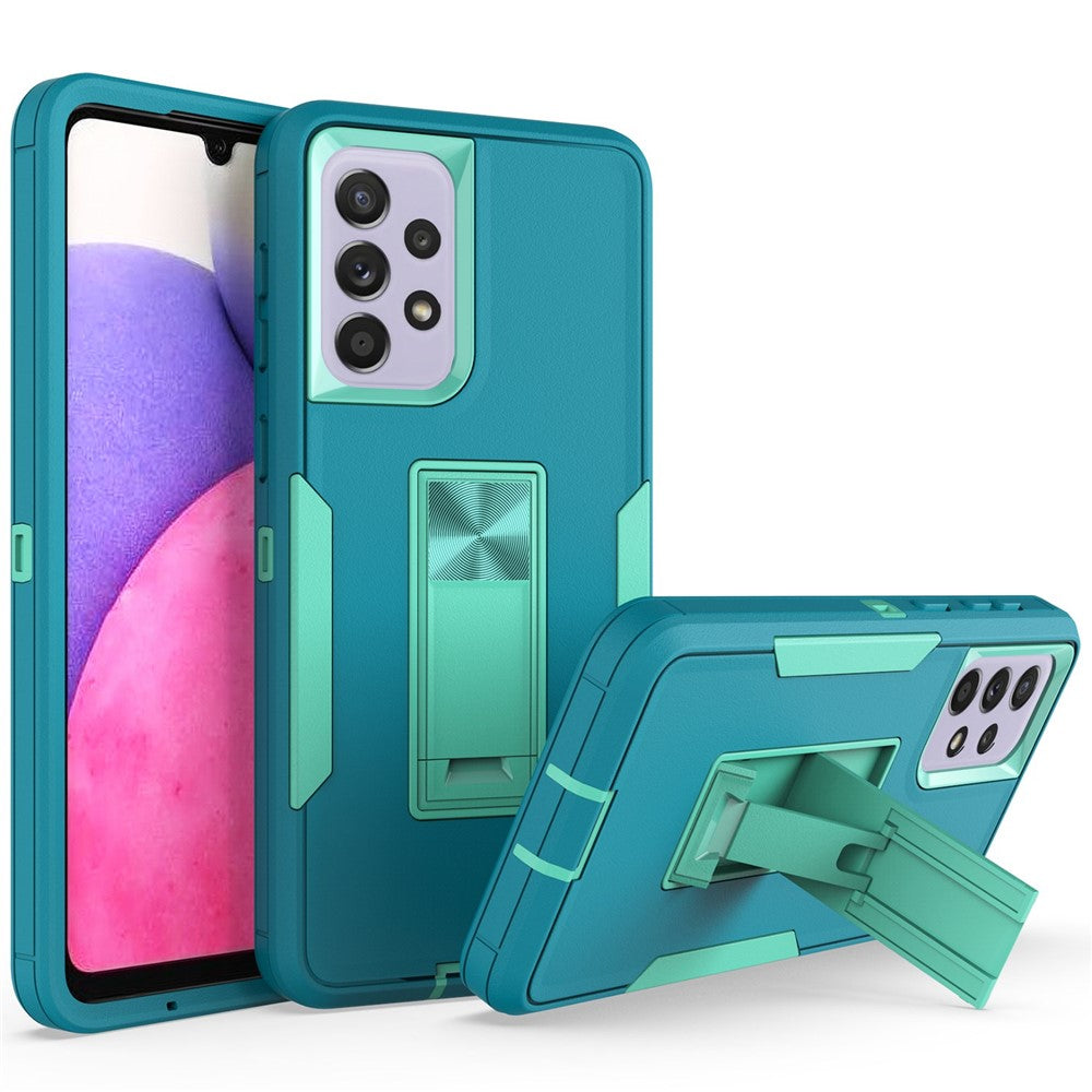 Samsung Galaxy A33 5G stødsikkert PC + TPU-hybridmobilcover med indbygget stativ, bilholder og metalplade