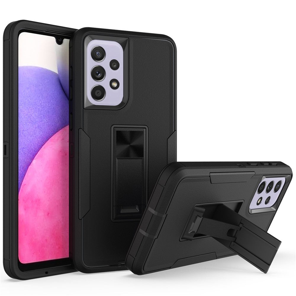 Samsung Galaxy A33 5G stødsikkert PC + TPU-hybridmobilcover med indbygget stativ, bilholder og metalplade