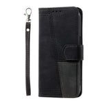 TTUDRCH for Samsung Galaxy A20e 004 Skin-touch Leather Splicing Wallet Case RFID Blocking Stand Magnetic Closure Shockproof TPU Flip Cover with Strap