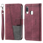 TTUDRCH for Samsung Galaxy A20e 004 Skin-touch Leather Splicing Wallet Case RFID Blocking Stand Magnetic Closure Shockproof TPU Flip Cover with Strap