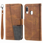 TTUDRCH for Samsung Galaxy A20e 004 Skin-touch Leather Splicing Wallet Case RFID Blocking Stand Magnetic Closure Shockproof TPU Flip Cover with Strap