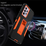 For Samsung Galaxy A53 5G Back Shell, Scratch Resistant PC + TPU Hybrid Phone Cover with Integrated Kickstand Car Mount Metal Sheet Case