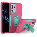 For Samsung Galaxy A53 5G Back Shell, Scratch Resistant PC + TPU Hybrid Phone Cover with Integrated Kickstand Car Mount Metal Sheet Case