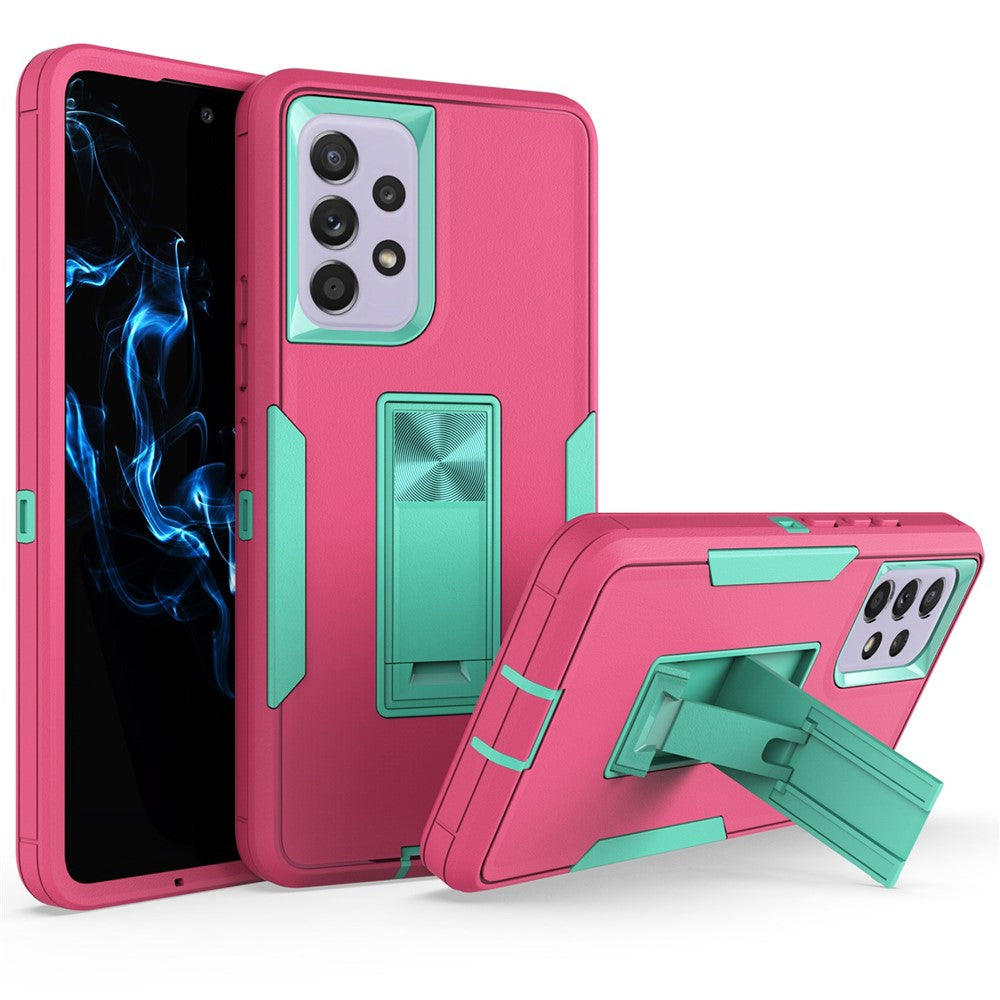 For Samsung Galaxy A53 5G Back Shell, Scratch Resistant PC + TPU Hybrid Phone Cover with Integrated Kickstand Car Mount Metal Sheet Case