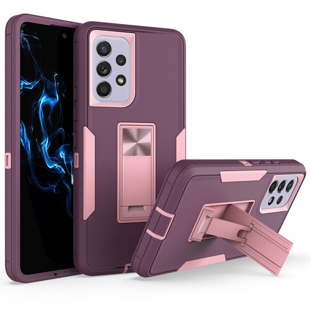 For Samsung Galaxy A53 5G Back Shell, Scratch Resistant PC + TPU Hybrid Phone Cover with Integrated Kickstand Car Mount Metal Sheet Case