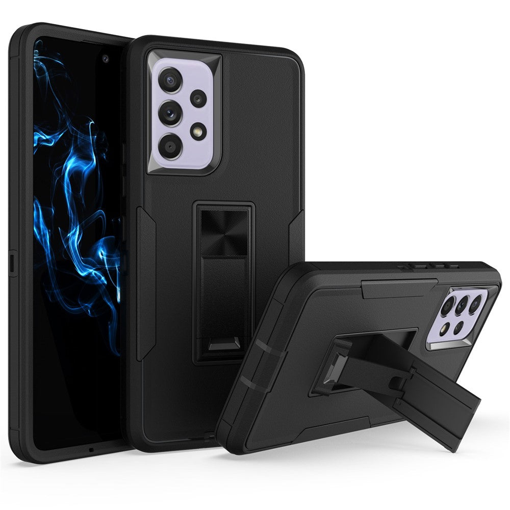 For Samsung Galaxy A53 5G Back Shell, Scratch Resistant PC + TPU Hybrid Phone Cover with Integrated Kickstand Car Mount Metal Sheet Case
