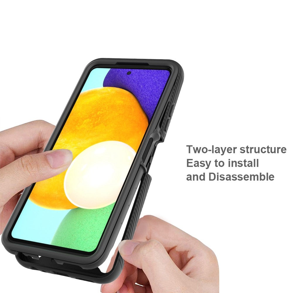 Til Samsung Galaxy A22 5G (EU Version) 3-i-1 Heldækkende Telefoncover PC + TPU Hybridcover med PET Skærmbeskytter