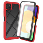 Til Samsung Galaxy A22 5G (EU Version) 3-i-1 Heldækkende Telefoncover PC + TPU Hybridcover med PET Skærmbeskytter
