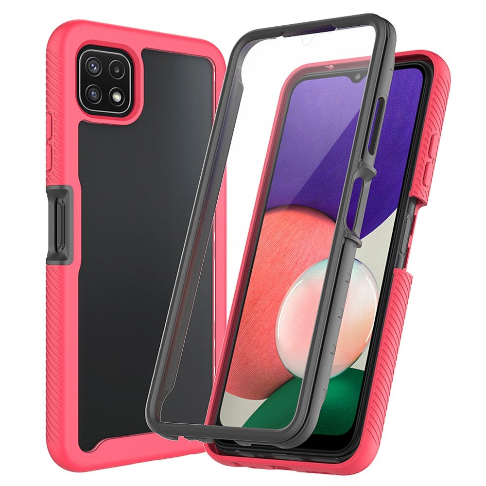 Til Samsung Galaxy A22 5G (EU Version) 3-i-1 Heldækkende Telefoncover PC + TPU Hybridcover med PET Skærmbeskytter