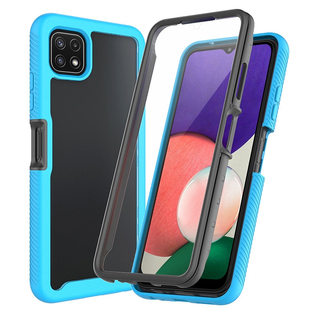 Til Samsung Galaxy A22 5G (EU Version) 3-i-1 Heldækkende Telefoncover PC + TPU Hybridcover med PET Skærmbeskytter