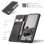 CASEME 013 Series Letvægts Mobiltelefonetui Taske til Samsung Galaxy A73 5G, Automatisk Absorberet PU Læder Pung Sammenfoldeligt Stativ Telefoncover
