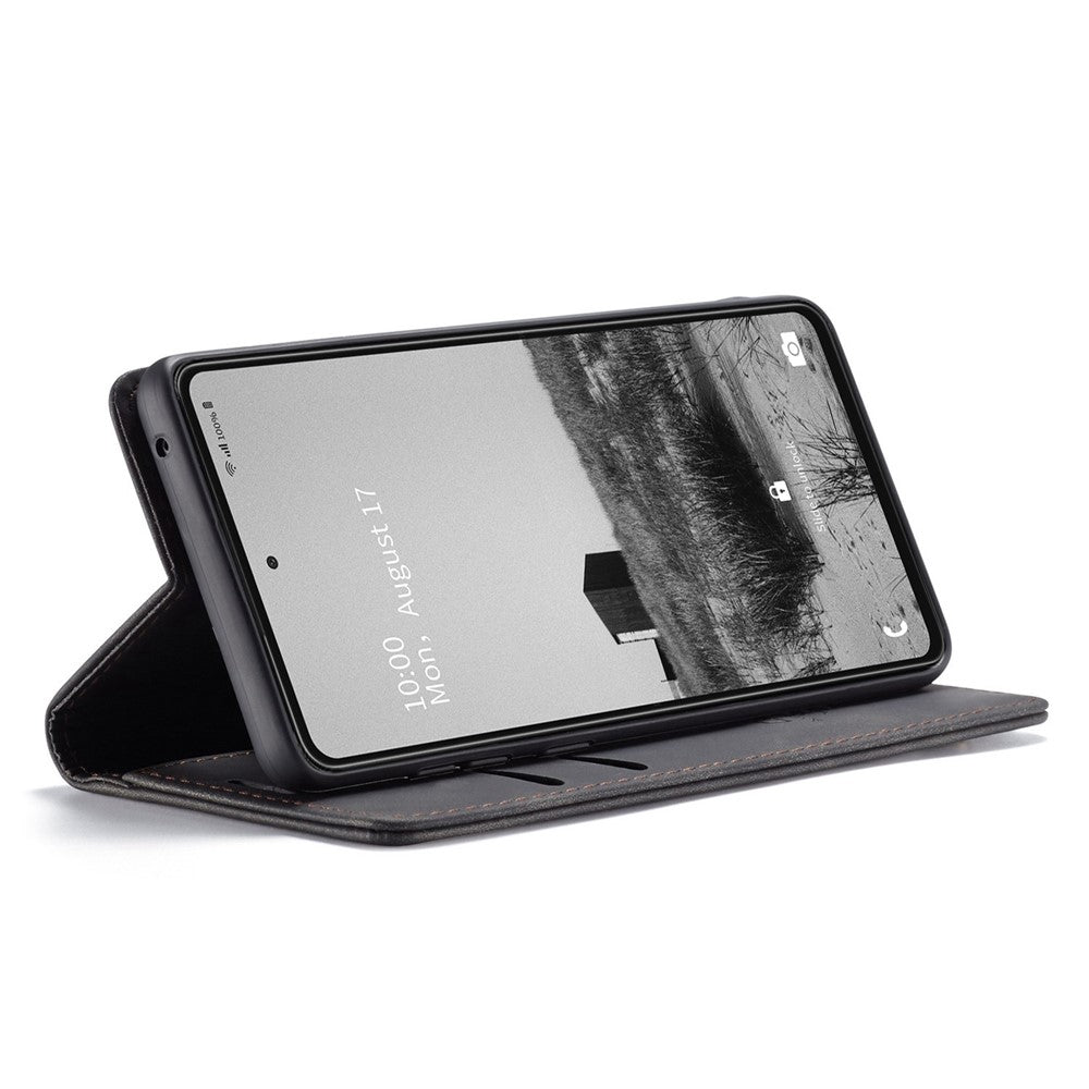 CASEME 013 Series Letvægts Mobiltelefonetui Taske til Samsung Galaxy A73 5G, Automatisk Absorberet PU Læder Pung Sammenfoldeligt Stativ Telefoncover