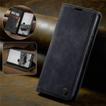 CASEME 013 Series Letvægts Mobiltelefonetui Taske til Samsung Galaxy A73 5G, Automatisk Absorberet PU Læder Pung Sammenfoldeligt Stativ Telefoncover