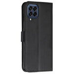 For Samsung Galaxy M53 5G PU Leather Phone Case Shock Absorbing Wallet Stand Flip Stitching Cover with Strap