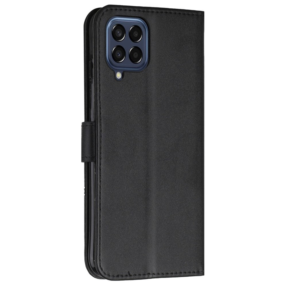 For Samsung Galaxy M33 5G (Global Version) PU Leather Stitching Cover Stand Magnetic Protect Shockproof Flip Case with Strap