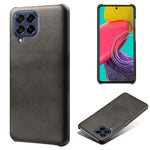 For Samsung Galaxy M53 5G Phone Protector All-round Shockproof Textured PU Leather Coated PC Phone Case