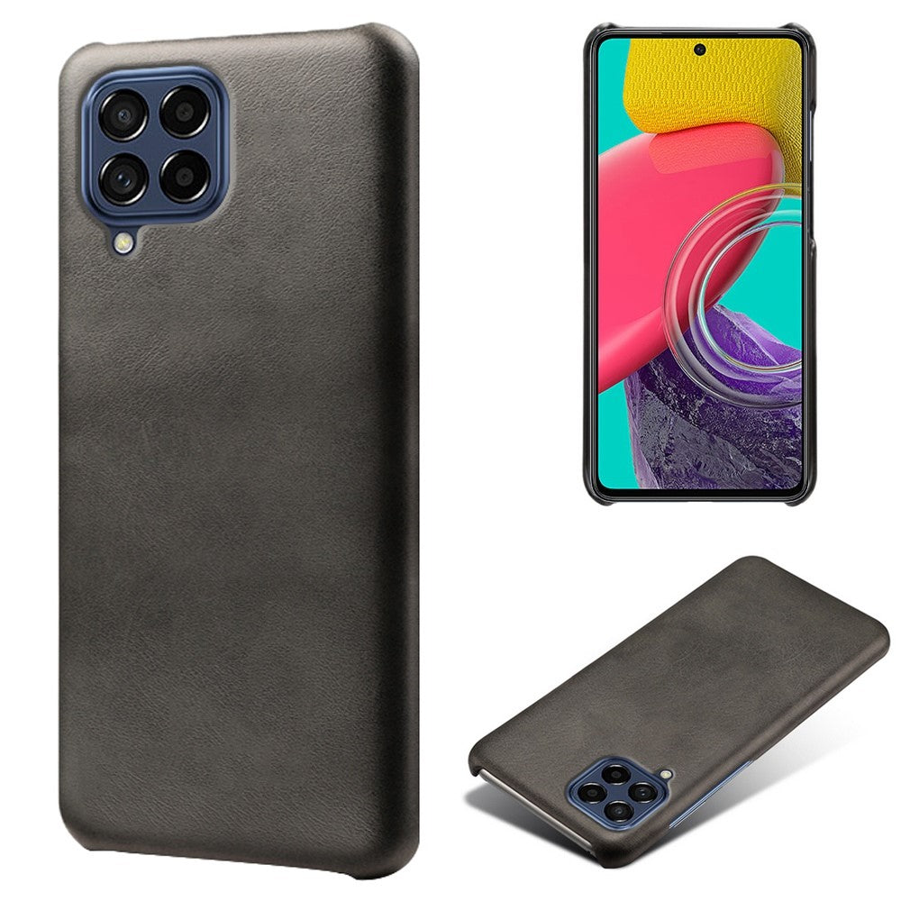 For Samsung Galaxy M53 5G Phone Protector All-round Shockproof Textured PU Leather Coated PC Phone Case