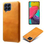 For Samsung Galaxy M53 5G Phone Protector All-round Shockproof Textured PU Leather Coated PC Phone Case