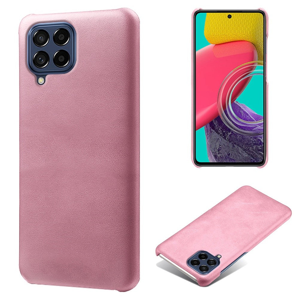 For Samsung Galaxy M53 5G Phone Protector All-round Shockproof Textured PU Leather Coated PC Phone Case