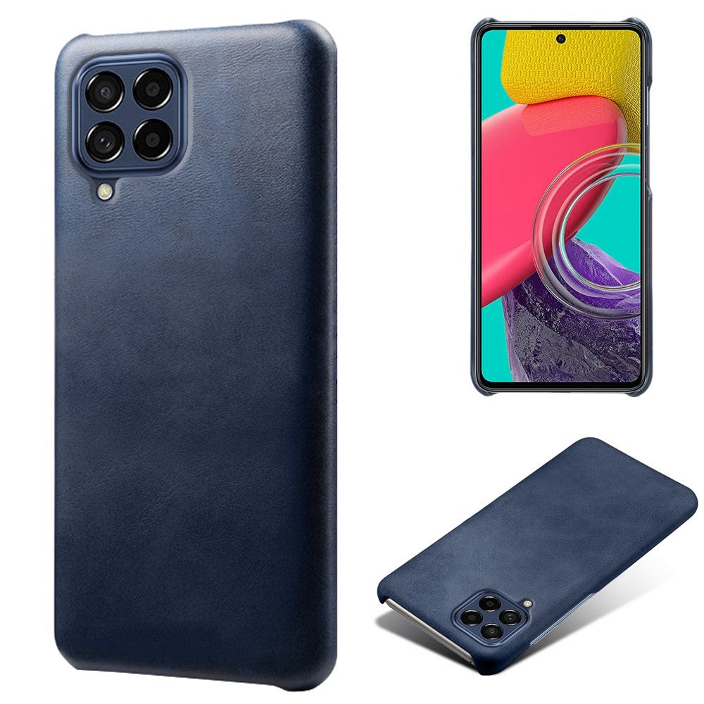 For Samsung Galaxy M53 5G Phone Protector All-round Shockproof Textured PU Leather Coated PC Phone Case