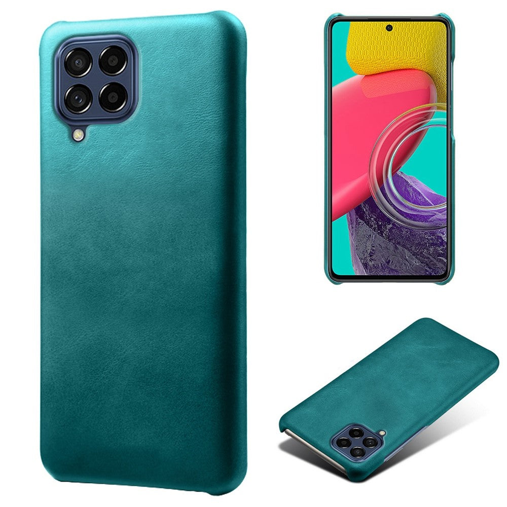 For Samsung Galaxy M53 5G Phone Protector All-round Shockproof Textured PU Leather Coated PC Phone Case