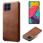 For Samsung Galaxy M53 5G Phone Protector All-round Shockproof Textured PU Leather Coated PC Phone Case