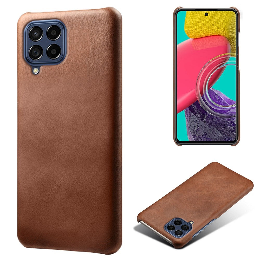 For Samsung Galaxy M53 5G Phone Protector All-round Shockproof Textured PU Leather Coated PC Phone Case