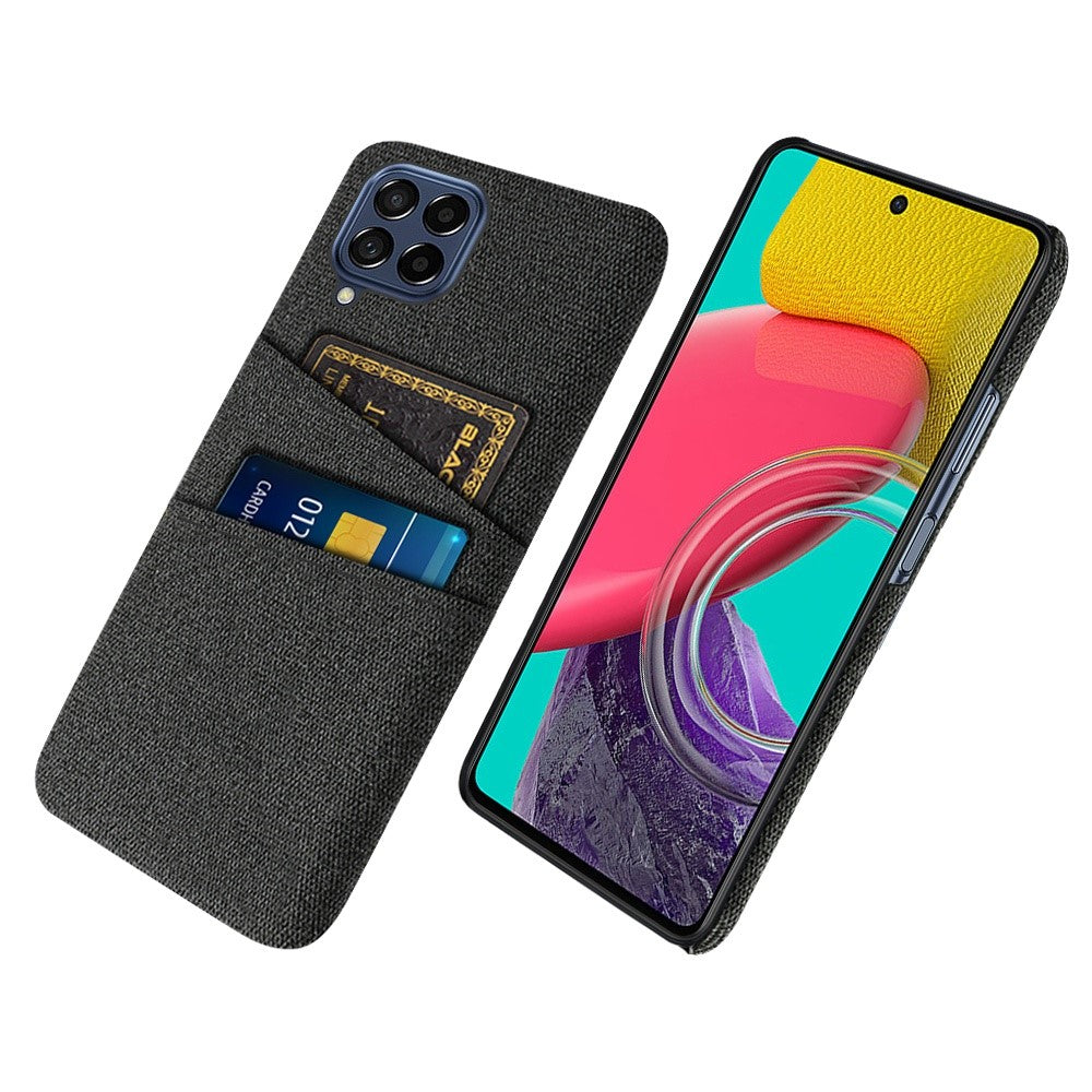 Cloth Texture Protective Case for Samsung Galaxy M53 5G, Hard PC + Cloth Back Cover with Dual Card Slot