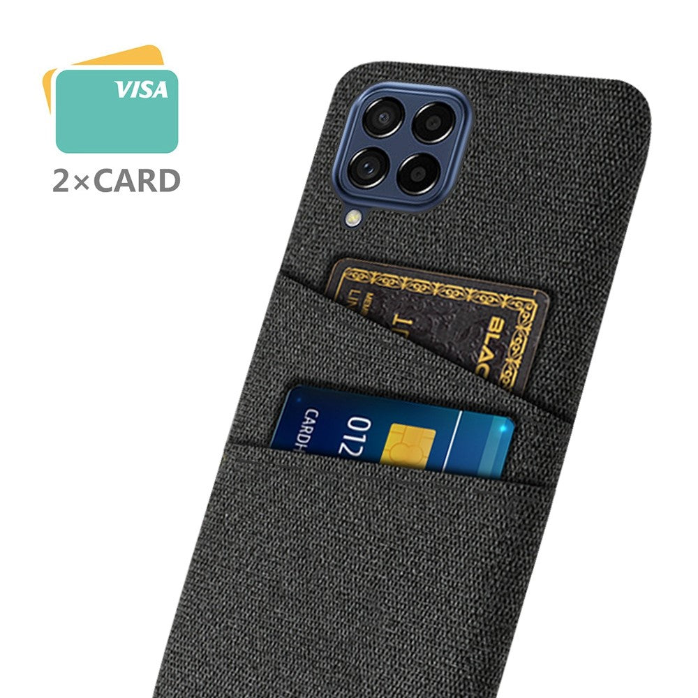 Cloth Texture Protective Case for Samsung Galaxy M53 5G, Hard PC + Cloth Back Cover with Dual Card Slot