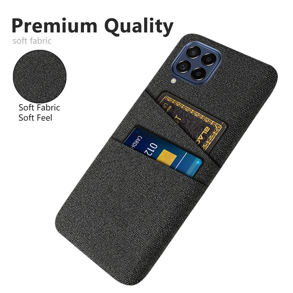 Cloth Texture Protective Case for Samsung Galaxy M53 5G, Hard PC + Cloth Back Cover with Dual Card Slot