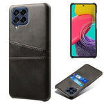 For Samsung Galaxy M53 5G Back Case Shell Multipurpose Card Slots All-round Shockproof Phone Protector PU Leather Coated Hard PC Cover