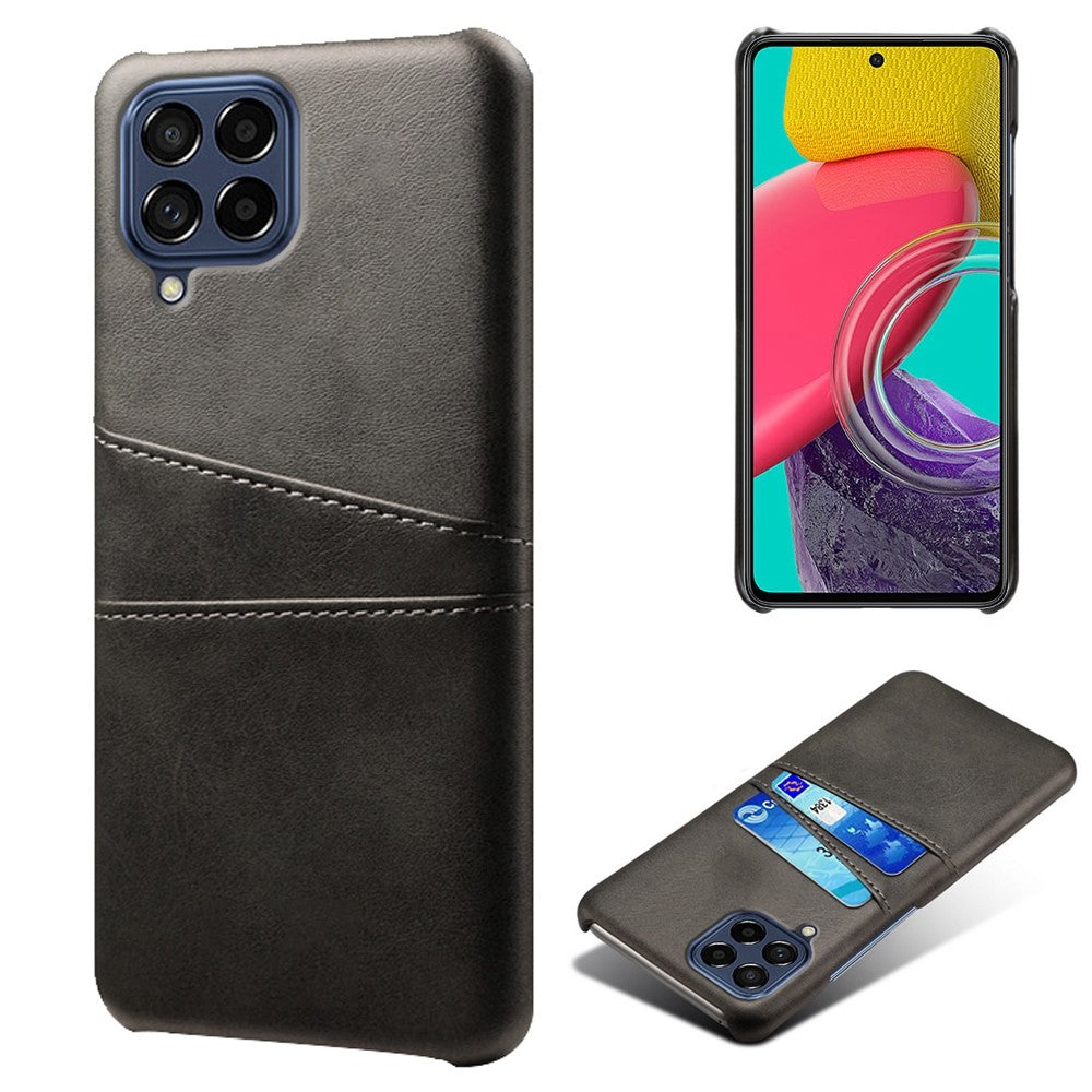 For Samsung Galaxy M53 5G Back Case Shell Multipurpose Card Slots All-round Shockproof Phone Protector PU Leather Coated Hard PC Cover