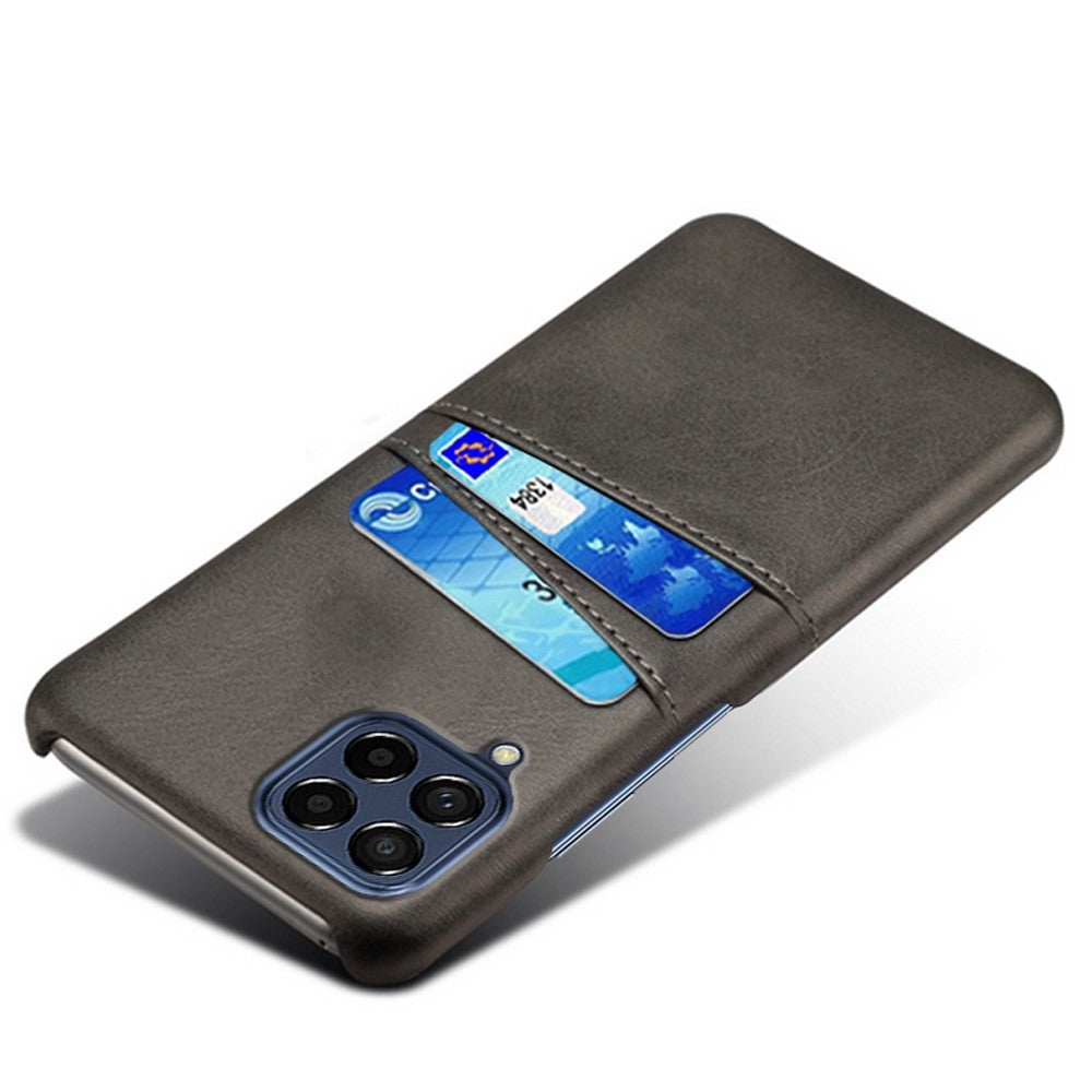 For Samsung Galaxy M53 5G Back Case Shell Multipurpose Card Slots All-round Shockproof Phone Protector PU Leather Coated Hard PC Cover