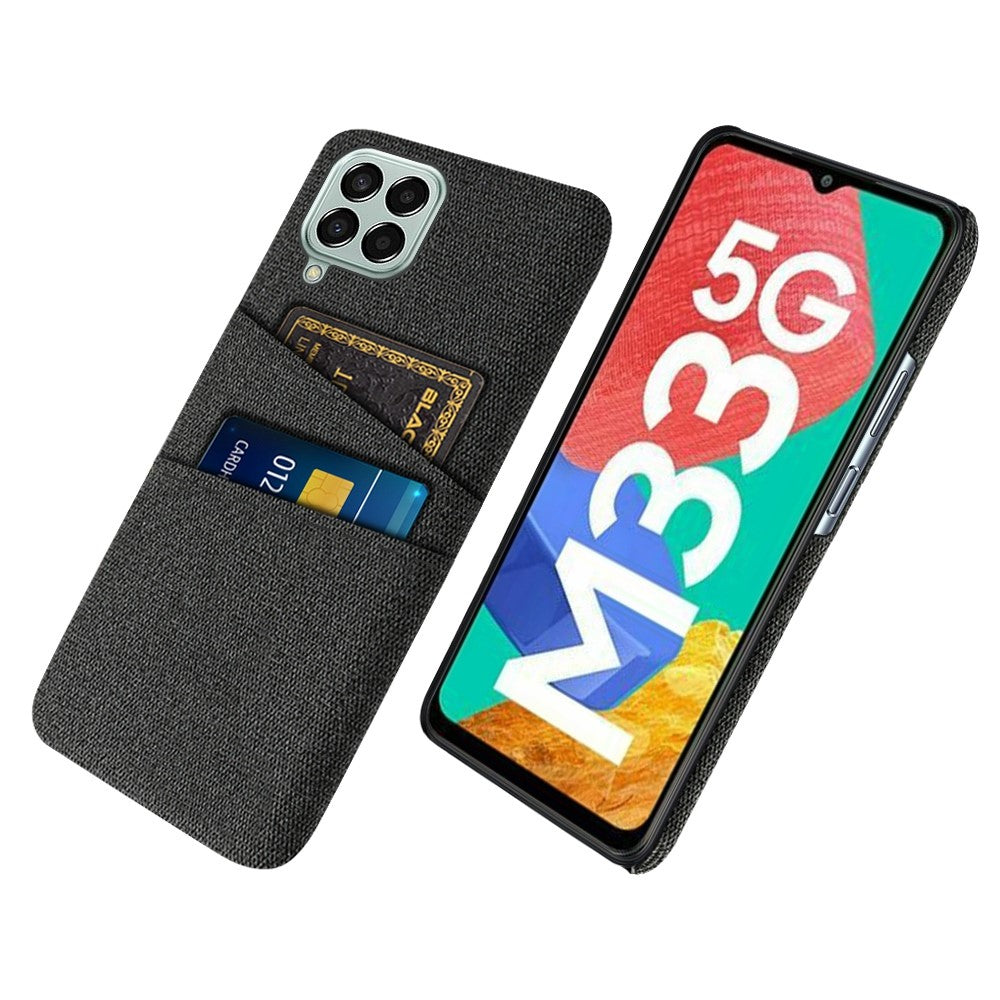 Cloth Texture Case for Samsung Galaxy M33 5G (Global Version), Hard PC + Cloth Back Protector Cover with Dual Card Slot