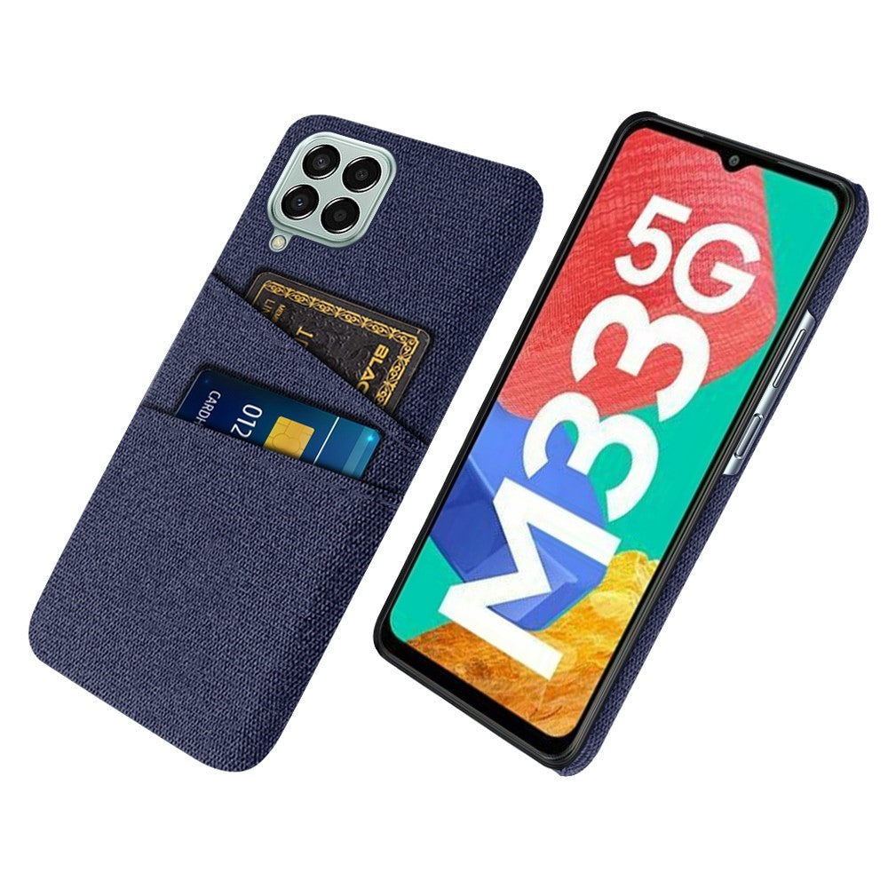 Cloth Texture Case for Samsung Galaxy M33 5G (Global Version), Hard PC + Cloth Back Protector Cover with Dual Card Slot