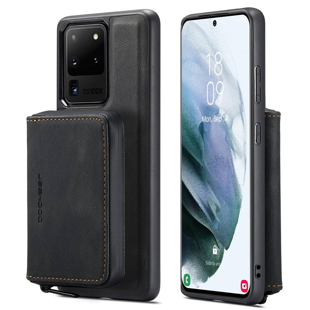 JEEHOOD Til Samsung Galaxy S20 Ultra 4G/S20 Ultra 5G Lynlåspung PU-læderbelagt TPU-cover Kickstand Aftageligt Telefoncover