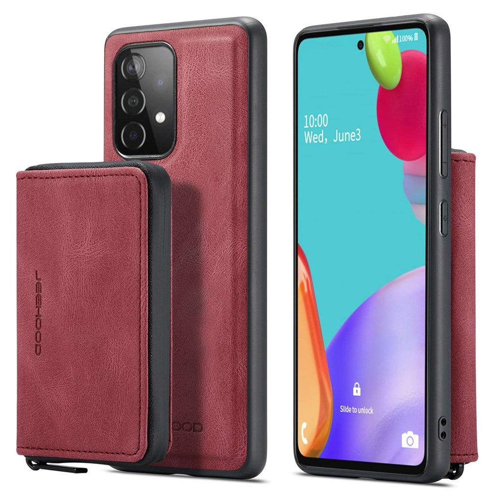 JEEHOOD För Samsung Galaxy A33 5G Dragkedja Plånbok Stöd mobilskal Avtagbart Magnetiskt Absorberande Läderbelagt TPU-Skal