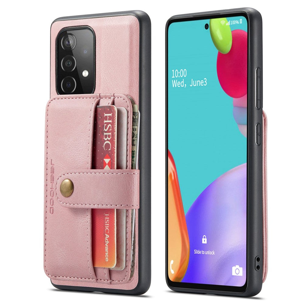 JEEHOOD for Samsung Galaxy A53 5G Detachable 2-in-1 Wallet Design RFID Blocking Leather Coated TPU Phone Case Cover