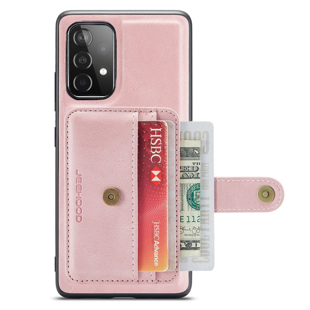 JEEHOOD for Samsung Galaxy A53 5G Detachable 2-in-1 Wallet Design RFID Blocking Leather Coated TPU Phone Case Cover