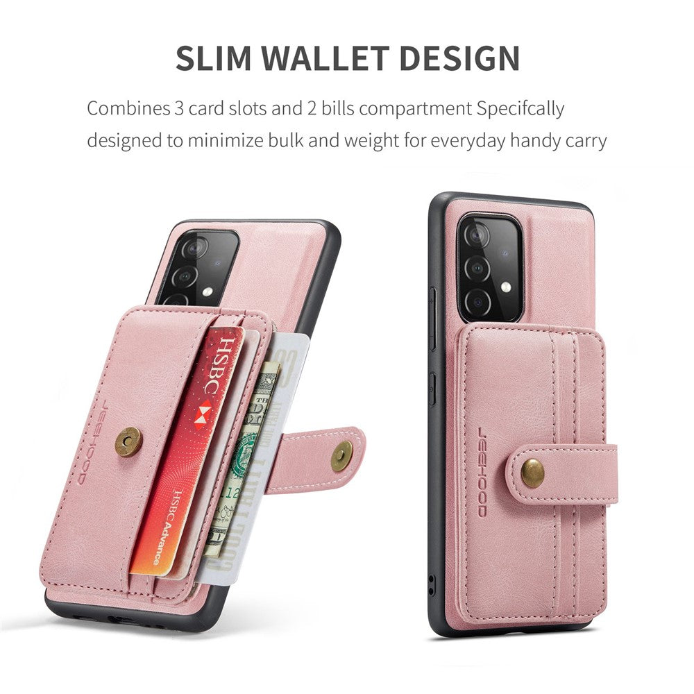 JEEHOOD for Samsung Galaxy A53 5G Detachable 2-in-1 Wallet Design RFID Blocking Leather Coated TPU Phone Case Cover