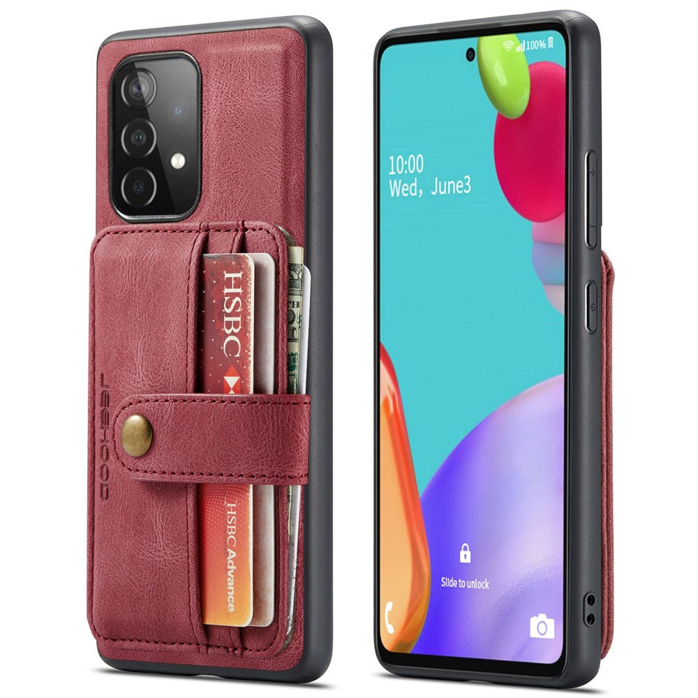 JEEHOOD for Samsung Galaxy A53 5G Detachable 2-in-1 Wallet Design RFID Blocking Leather Coated TPU Phone Case Cover