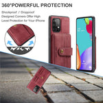 JEEHOOD for Samsung Galaxy A73 5G RFID Blocking Detachable 2-in-1 Magnetic Anti-fall Wallet Design Leather Coated TPU Phone Case Shell