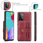 JEEHOOD for Samsung Galaxy A73 5G RFID Blocking Detachable 2-in-1 Magnetic Anti-fall Wallet Design Leather Coated TPU Phone Case Shell