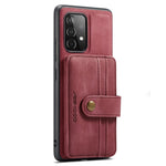 JEEHOOD for Samsung Galaxy A73 5G RFID Blocking Detachable 2-in-1 Magnetic Anti-fall Wallet Design Leather Coated TPU Phone Case Shell