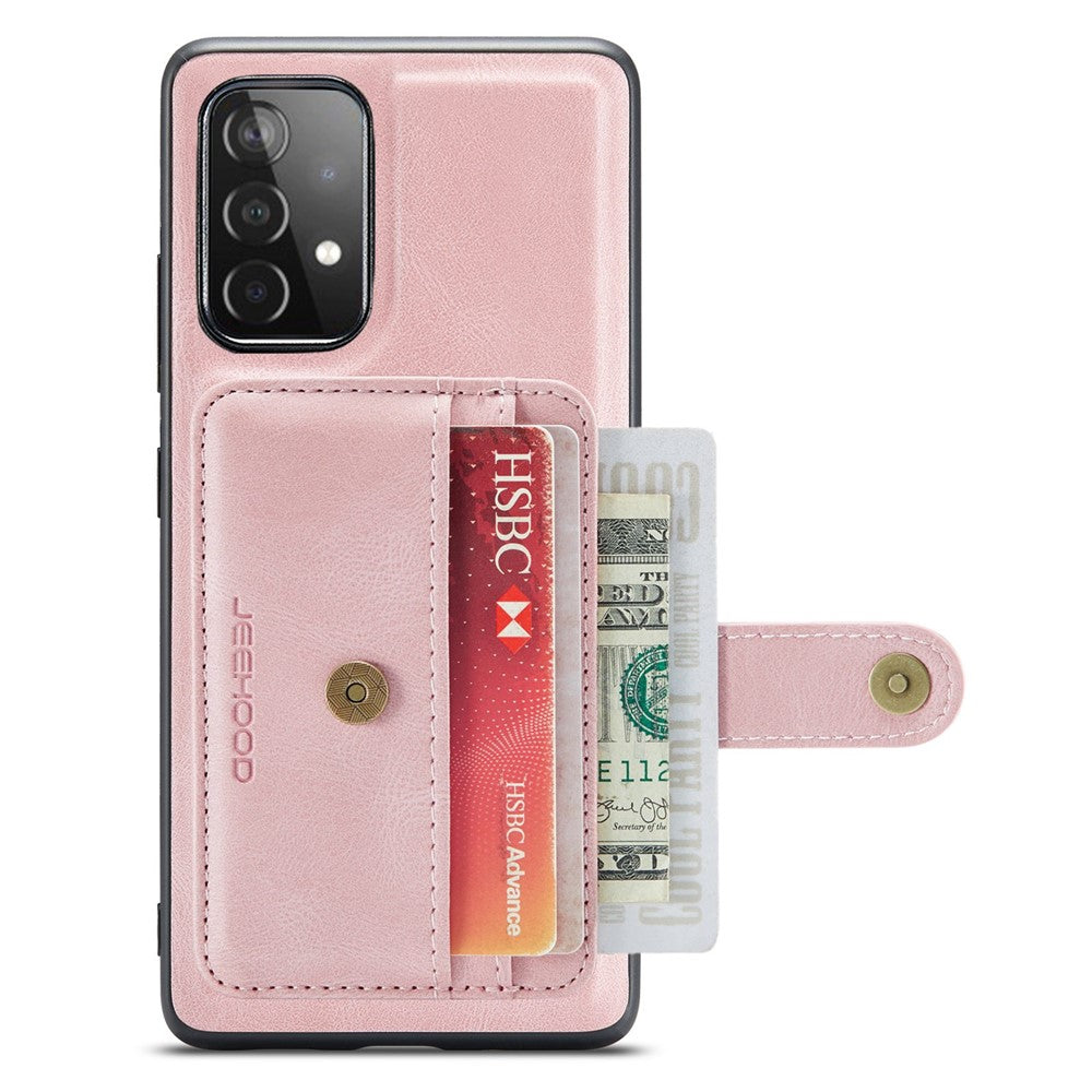 JEEHOOD for Samsung Galaxy A52 4G/5G/A52s 5G Leather Coated TPU Cover Anti-scratch Well-protected Detachable 2-in-1 Wallet RFID Blocking Phone Case